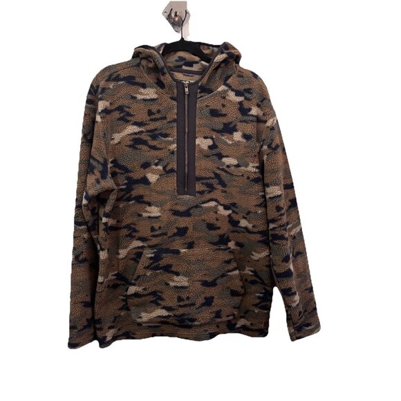 Solaris 1/4 Zip Hooded Camo Fleece Pullover Size Large - Picture 1 of 9